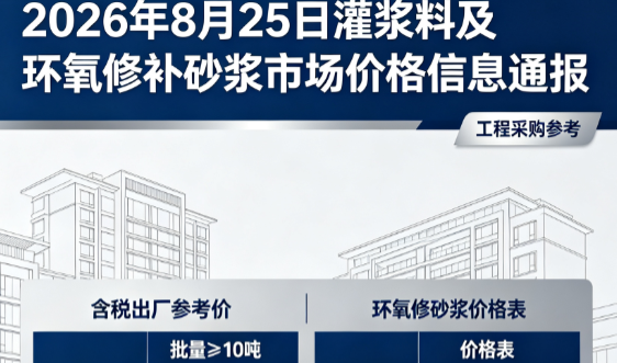 黄竹镇2026年8月25日灌浆料及环氧修补砂浆市场价格信息通报
